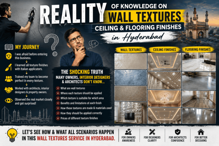 reality of wall, ceiling and flooring textures finishes in Hyderabad